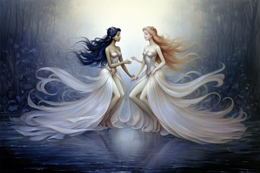 Imagine a mystical world where ethereal mermaids gracefully swim with flowing sapphire tails, enchanting all who gaze upon their mesmerizing beauty.