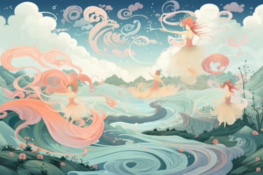 Immerse yourself in the enchanting world of fantasy as you witness the ethereal dance of graceful sylphs, ethereal beings of air and wind.