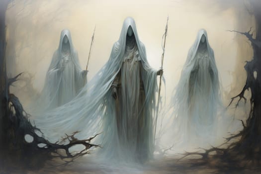 In the realm of fantasy, ethereal mist guardians watch over sacred sites, their presence veiled in a shroud of mist and mystery.