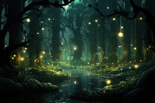 Journey through mystical forests filled with enchanted flora and sentient, conversing trees, where reality seamlessly intertwines with fantasy.