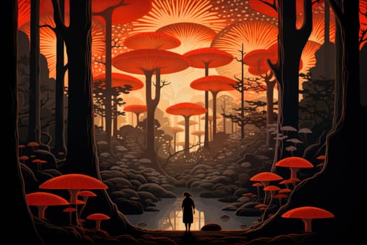 In the realm of fantasy, there exist mystical and enchanting places where giant talking mushrooms thrive in dense forest groves.