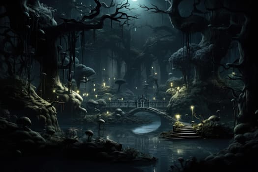 Journey through mystical forests filled with enchanted flora and sentient, conversing trees, where reality seamlessly intertwines with fantasy.