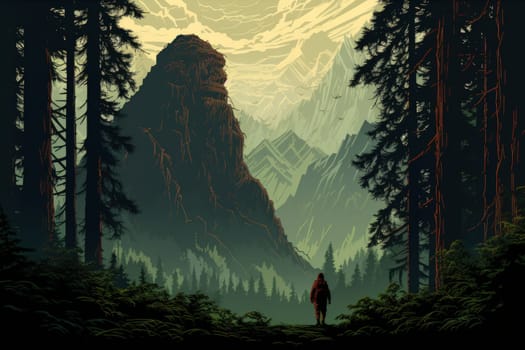 Embark on a fantastical journey where gargantuan giants, with their colossal stature, traverse the towering mountains with thunderous footsteps.