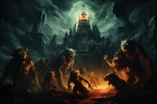 Venture into a mystical realm where fierce werewolves, under the enchanting light of the full moon, undergo their awe-inspiring transformation.