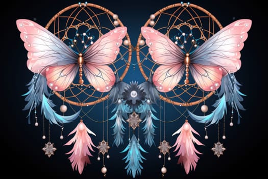 Immerse yourself in the magical realm of fantasy with this enchanting illustration of gossamer-winged dreamcatchers.