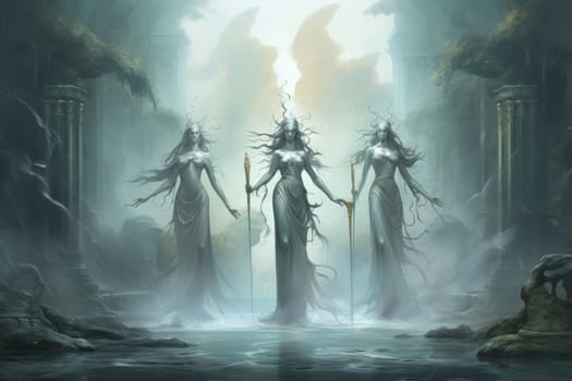 In the realm of fantasy, ethereal mist guardians watch over sacred sites, their presence veiled in a shroud of mist and mystery.