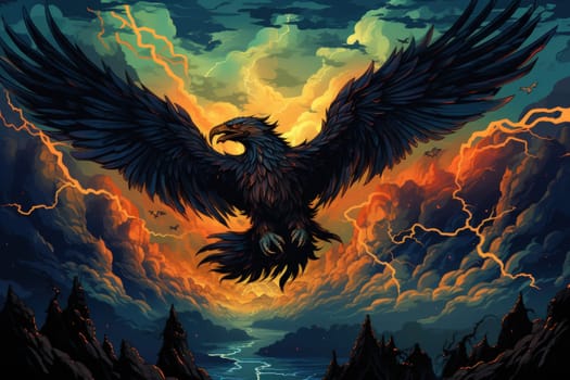 In the realm of fantasy, the skies are home to ferocious thunder hawks, majestic creatures that command the elements.