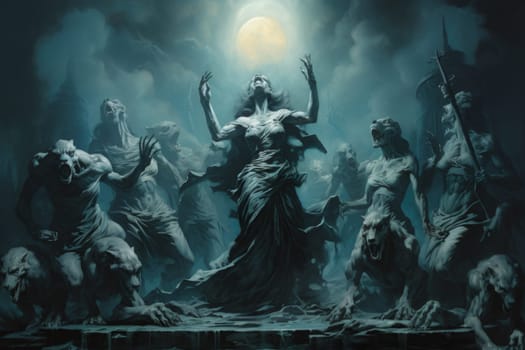 Venture into a mystical realm where fierce werewolves, under the enchanting light of the full moon, undergo their awe-inspiring transformation.