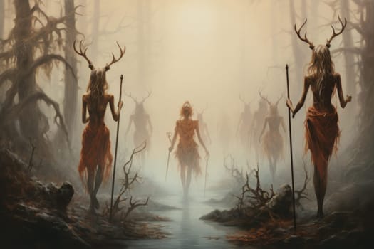 In the realm of fantasy, elusive mist walkers roam, their ethereal forms blending seamlessly with the swirling mists.