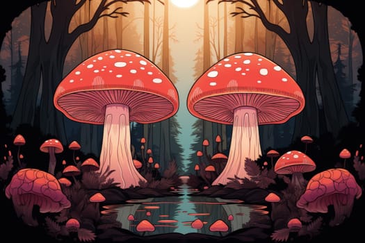 In the realm of fantasy, there exist mystical and enchanting places where giant talking mushrooms thrive in dense forest groves.