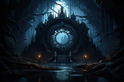 Hidden amidst the ethereal landscapes of fantasy, enigmatic shadow gates stand as enigmatic thresholds to realms concealed in obscurity.