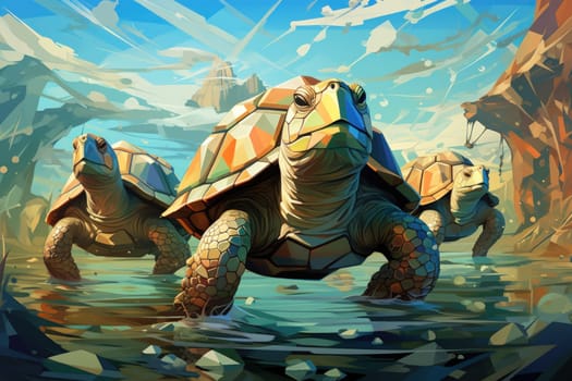 Embark on an extraordinary journey through the realm of fantasy and encounter the majestic ancient sea turtles.