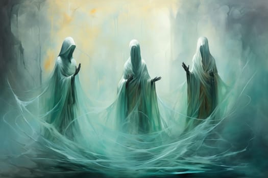 In the realm of fantasy, ethereal mist guardians watch over sacred sites, their presence veiled in a shroud of mist and mystery.