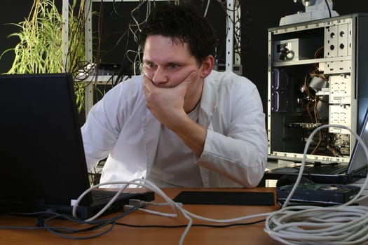 Programmer on the computer