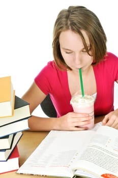 Teenage girl with milkshake
