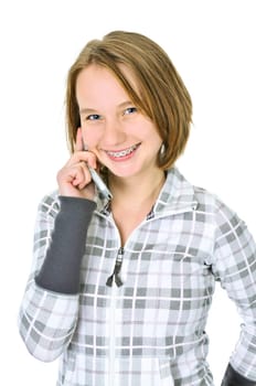 Teenage girl talking on phone