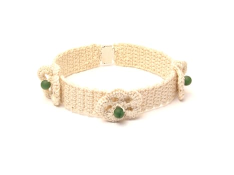 Homemade crocheted choker with white crochet flowers