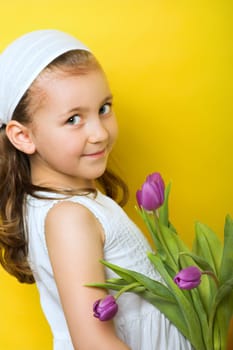 Girl with tulips