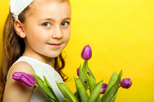 Girl with tulips