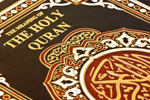 close-up of the book the holy quran