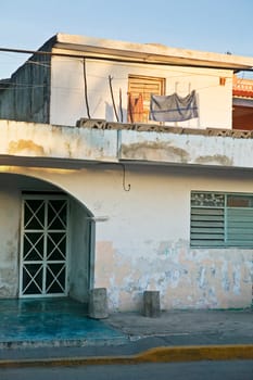 Old building and Clothes line at Sunset