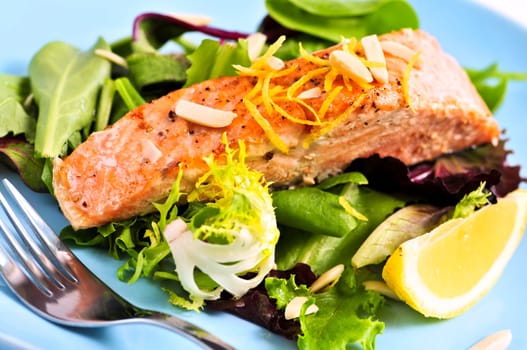 Salad with grilled salmon