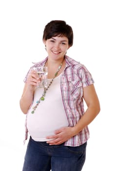 Pregnant woman with mineral water