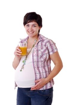 Pregnant woman with juice