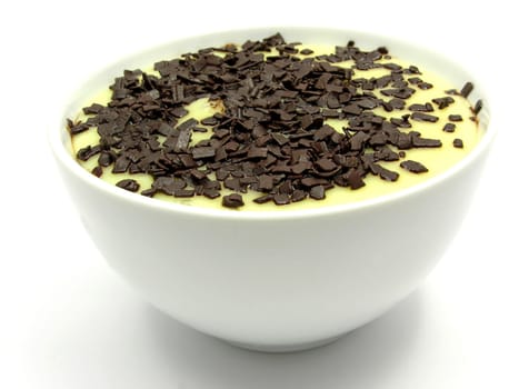 Vanilla pudding in porcelain bowl
