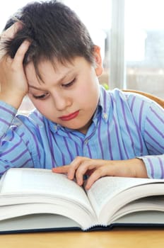 School boy studying