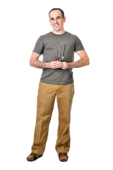 Handyman with screwdrivers