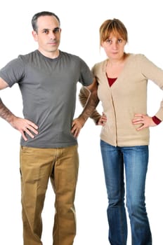 Stern parents looking angry