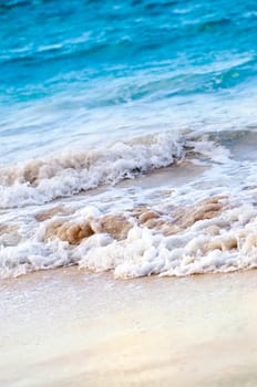 Waves breaking on tropical shore