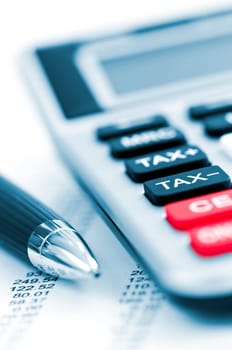 Tax calculator and pen