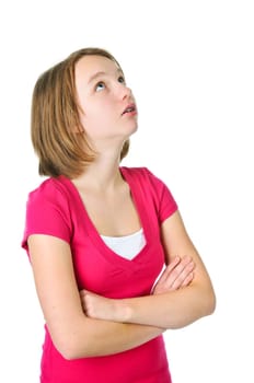 Teenage girl looking up