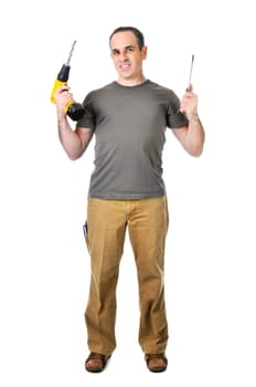 Handyman with a drill and screwdriver