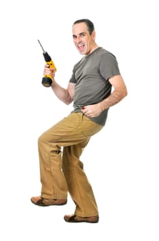 Handyman with a drill and wire cutters