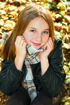 Teenage girl in the fall