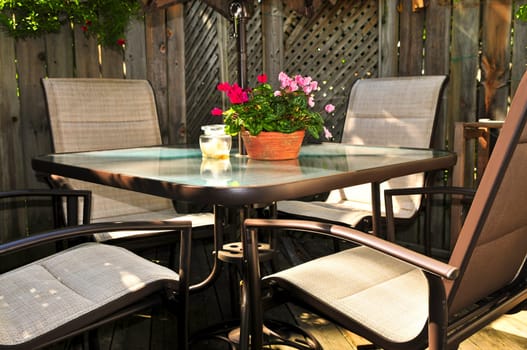 Patio furniture on a deck
