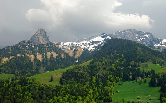 Dent du Jaman and Rochers de Naye in the Vaud Alps near Montreux,Vaud