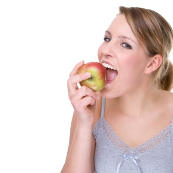 Young woman with apple