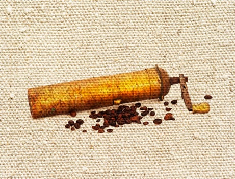 coffee mill and beans
