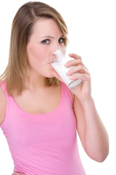 Young woman with glass of milk