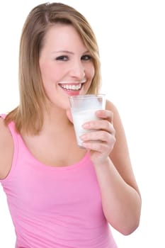 Young woman with glass of milk