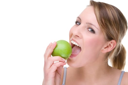 Young woman with apple