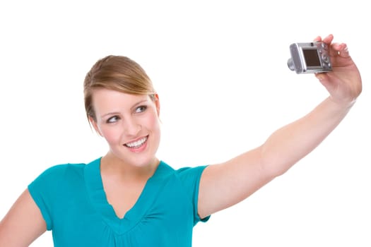 Young woman with camera