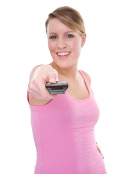 Woman with remote control