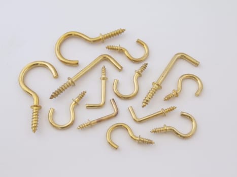 Assorted brass hookes.