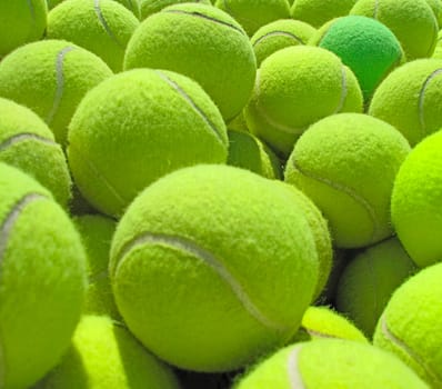 A pile of tennis balls.