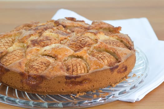 Apple pie on glass